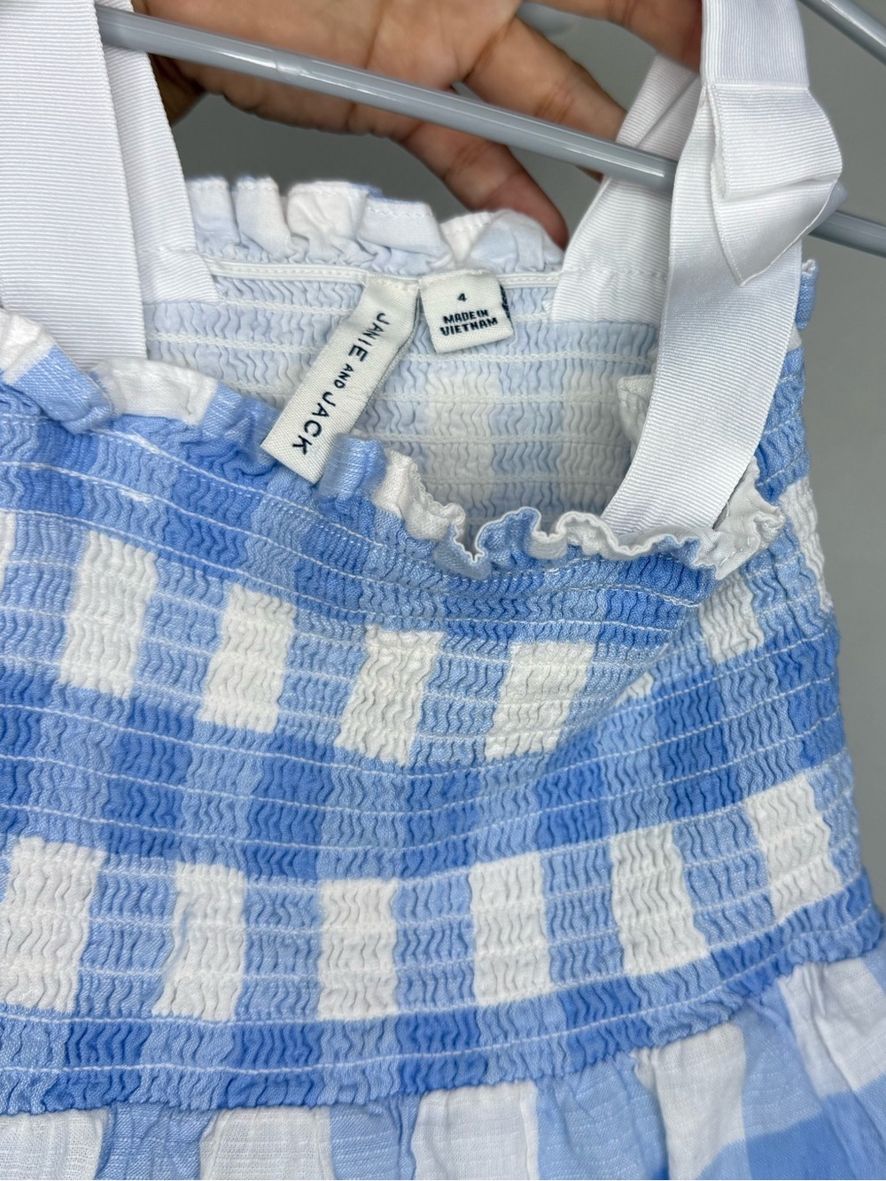 Janie and Jack Blue and White Gingham Smocked Sundress - Picture 3 of 3